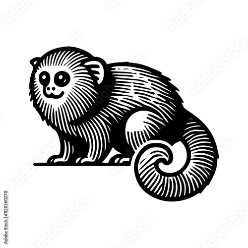 Simple Vector Icon of a Pygmy Marmoset – Logo Design Illustration
