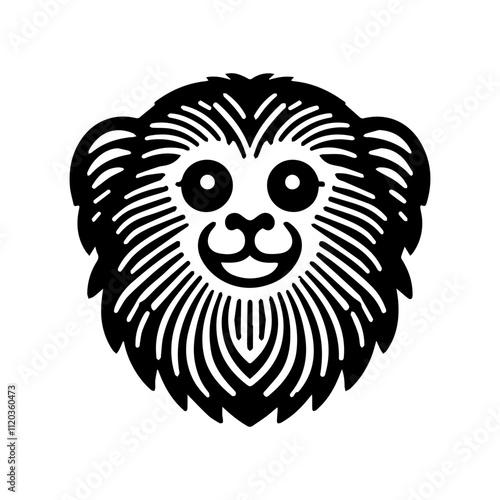 Simple Vector Icon of a Pygmy Marmoset head – Logo Design Illustration