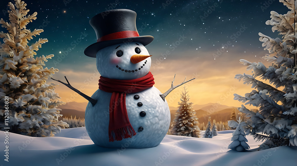 Obraz premium snowman in the forest
