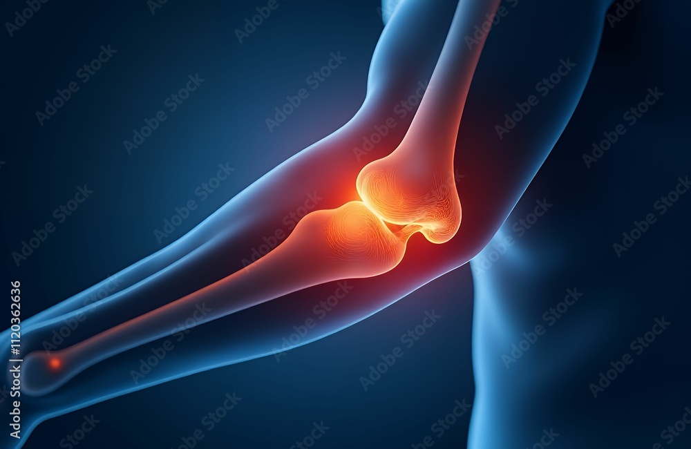 Pain in the elbow, highlighting conditions like elbow fractures, dislocations, tendinitis, and bursitis, emphasizing the anatomical areas affected Pain in the elbow, highlighting conditions like elbow fractures, dislocations, tendinitis, and bursitis, emphasizing the anatomical areas affected