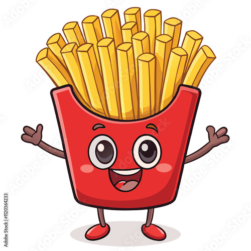 cartoon french fries holding large box of fries