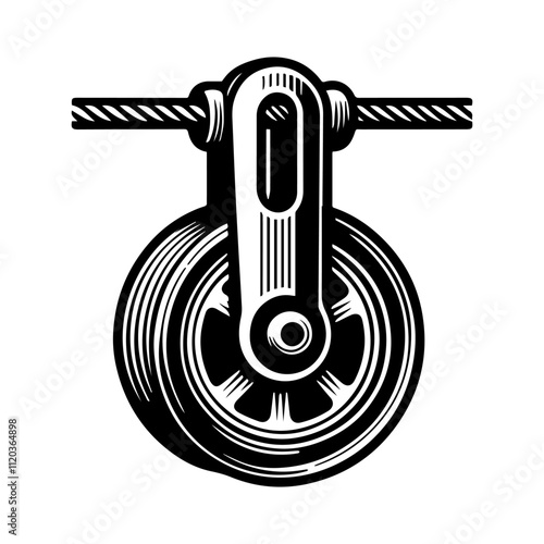 Simple Vector Icon of a Zipline Pulley – Logo Design Illustration
