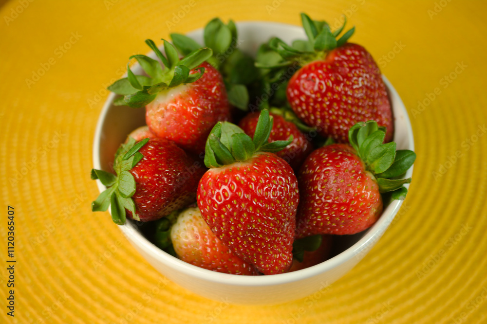 Fresh Strawberries in White Bowl Fresh Strawberries in White Bowl