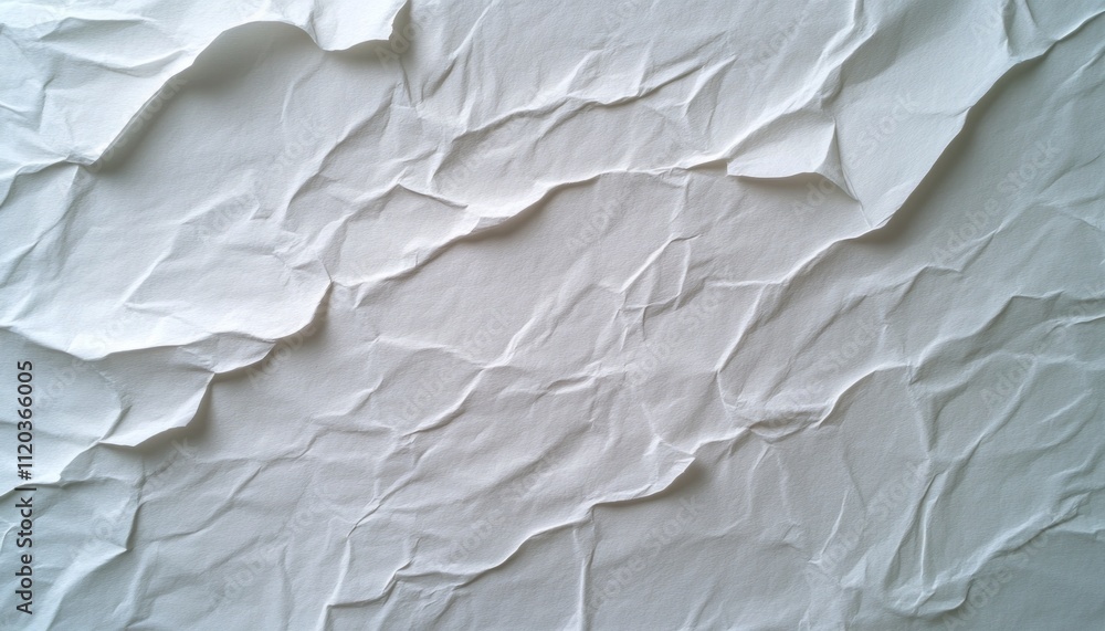Crumpled white paper displays an intricate texture perfect for design work Crumpled white paper displays an intricate texture perfect for design work
