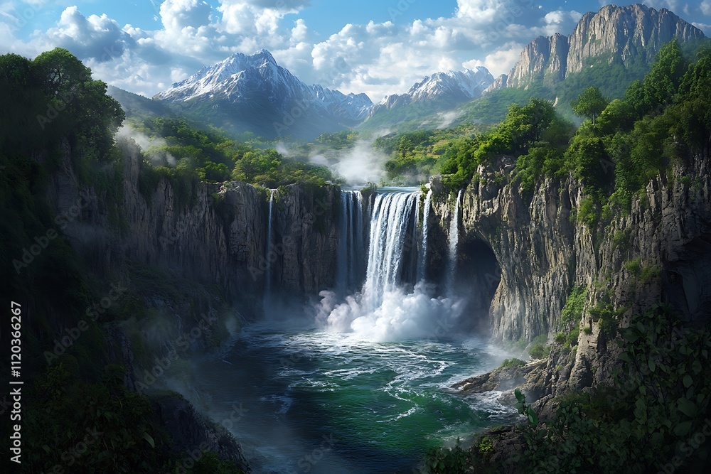 waterfall in the mountains waterfall in the mountains