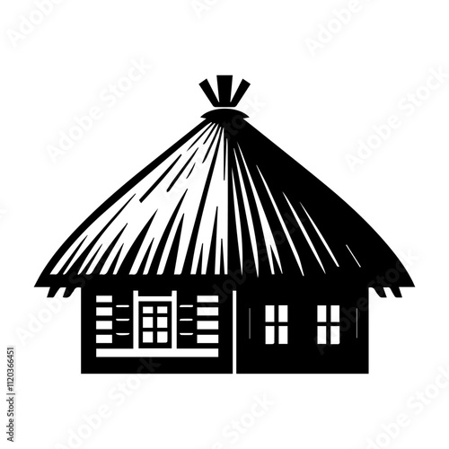 Simple Vector Icon of a Thatched Roofs – Logo Design Illustration