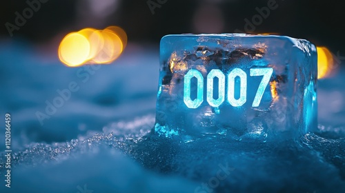 Serene and mysterious stock image of icyblue numerals photo