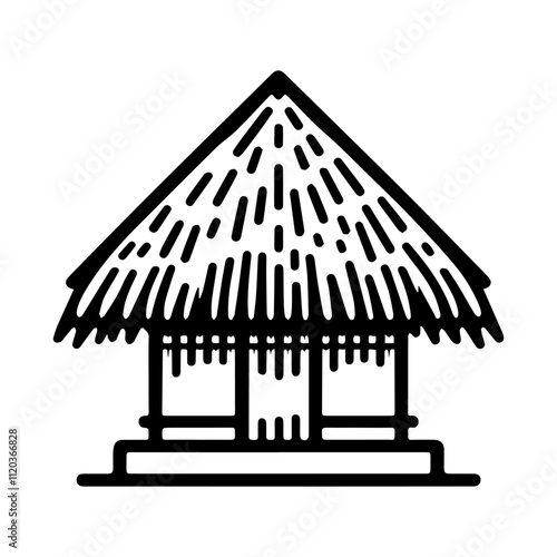 Simple Vector Icon of a Thatched Roofs – Logo Design Illustration