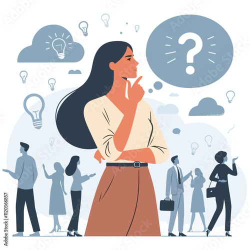 a girl is thinking vector
