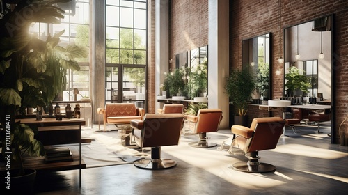 A photo of a hair salon with natural light and comfortable sitting