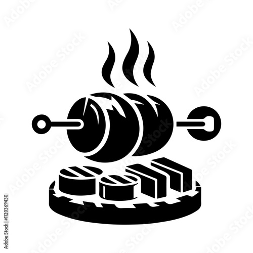 Simple Vector Icon of a Asado Negro – Logo Design Illustration