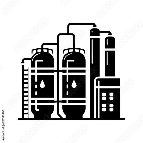 Simple Vector Icon of a Hydrotreating Units – Logo Design Illustration