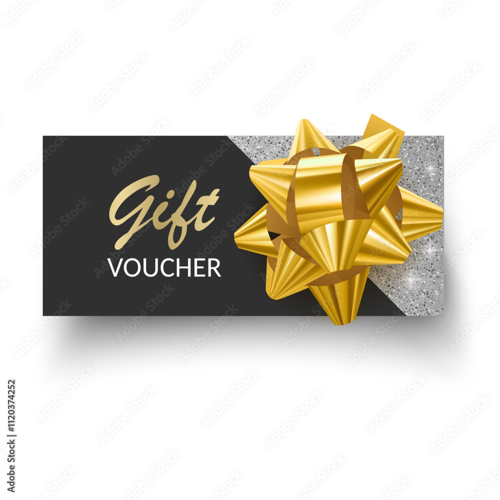 Gift card with Gold bow and ribbon Vector illustration Gift card with Gold bow and ribbon Vector illustration