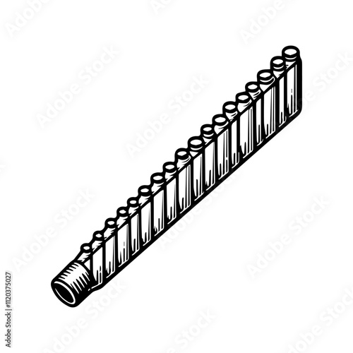Simple Vector Icon of a Pan Flute – Logo Design Illustration