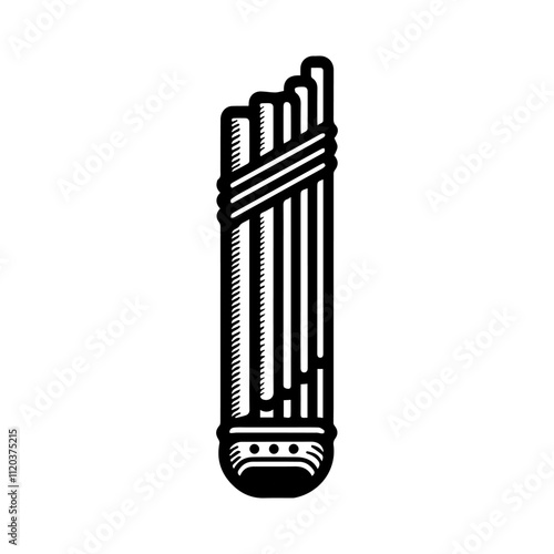 Simple Vector Icon of a Pan Flute – Logo Design Illustration