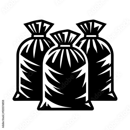 Simple Vector Icon of a Trash Bags – Logo Design Illustration