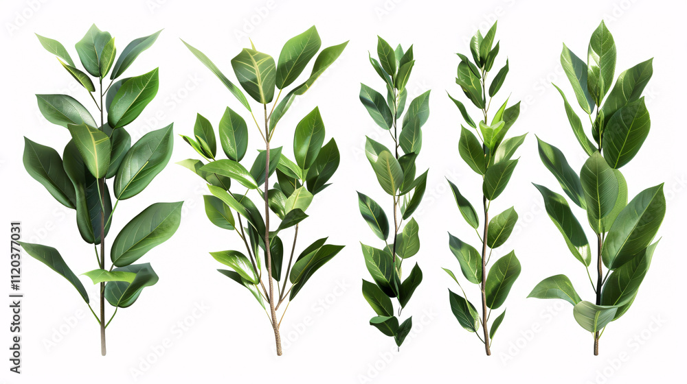 Fototapeta premium Collection of Laurus Nobilis (Bay Laurel): Isolated on a transparent background.