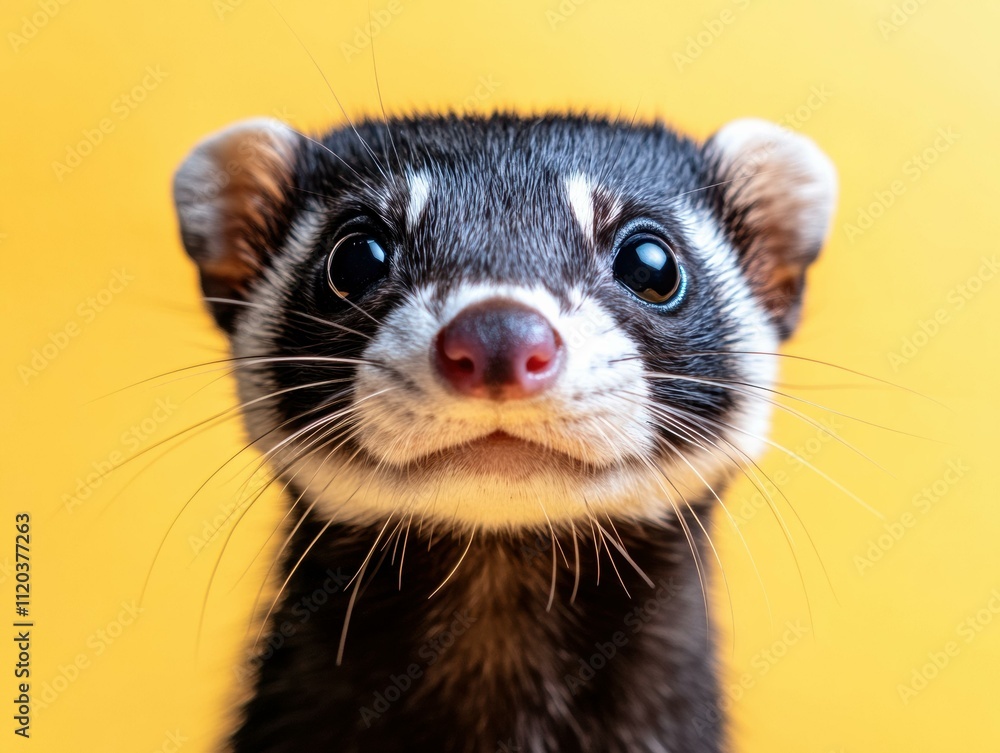 Adorable ferret looking at the camera. AI.