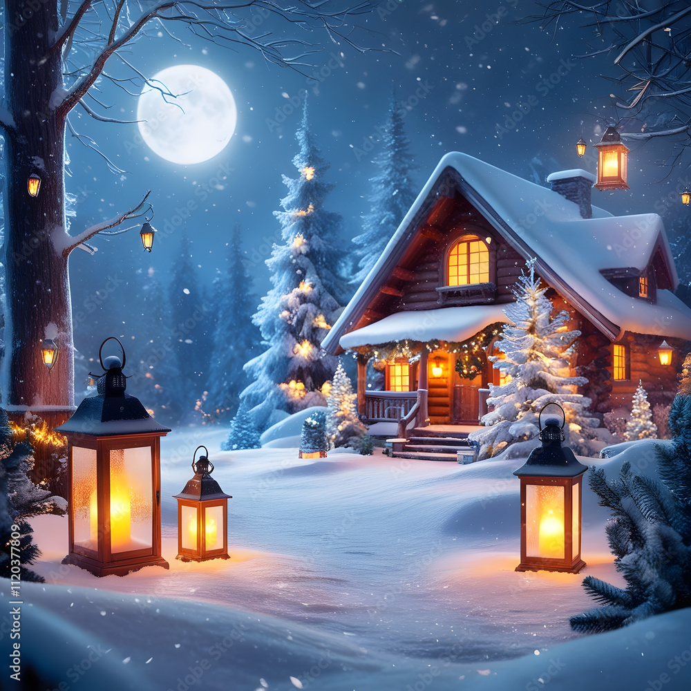 reamy Winter Landscape with Falling Snow reamy Winter Landscape with Falling Snow