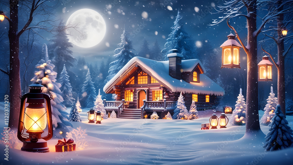 reamy Winter Landscape with Falling Snow reamy Winter Landscape with Falling Snow