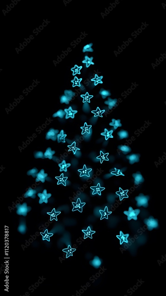 Starry Christmas tree, vector illustration on a black background Starry Christmas tree, vector illustration on a black background