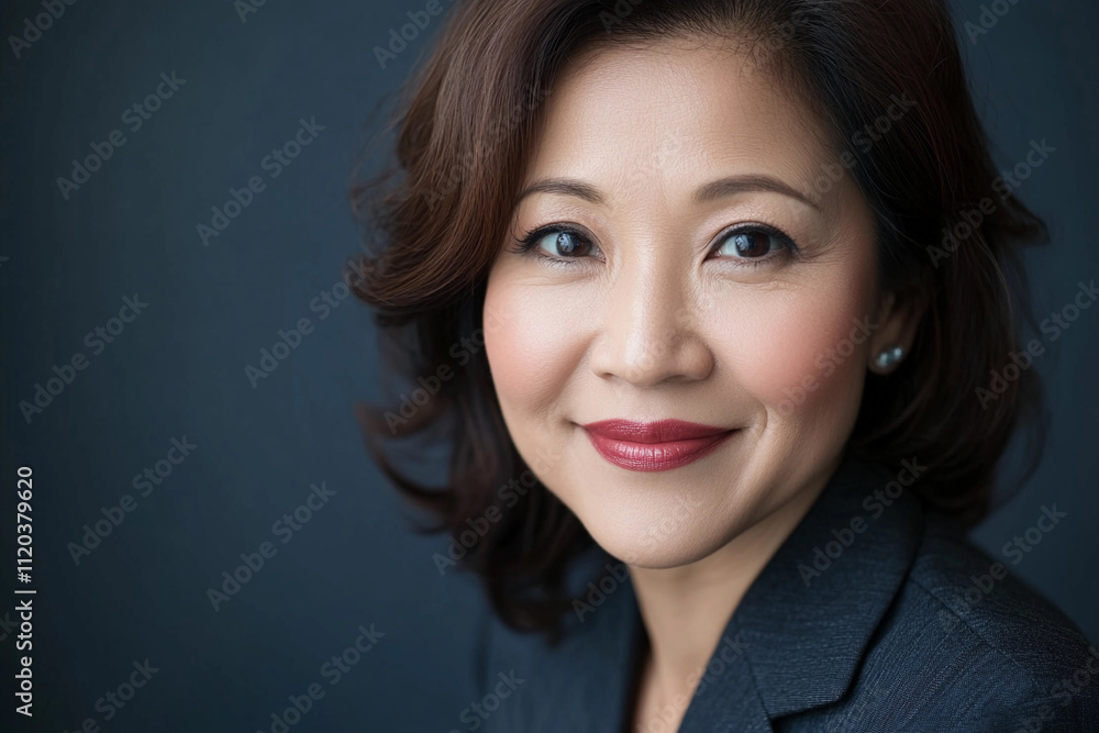Confident woman in professional attire smiling warmly Confident woman in professional attire smiling warmly