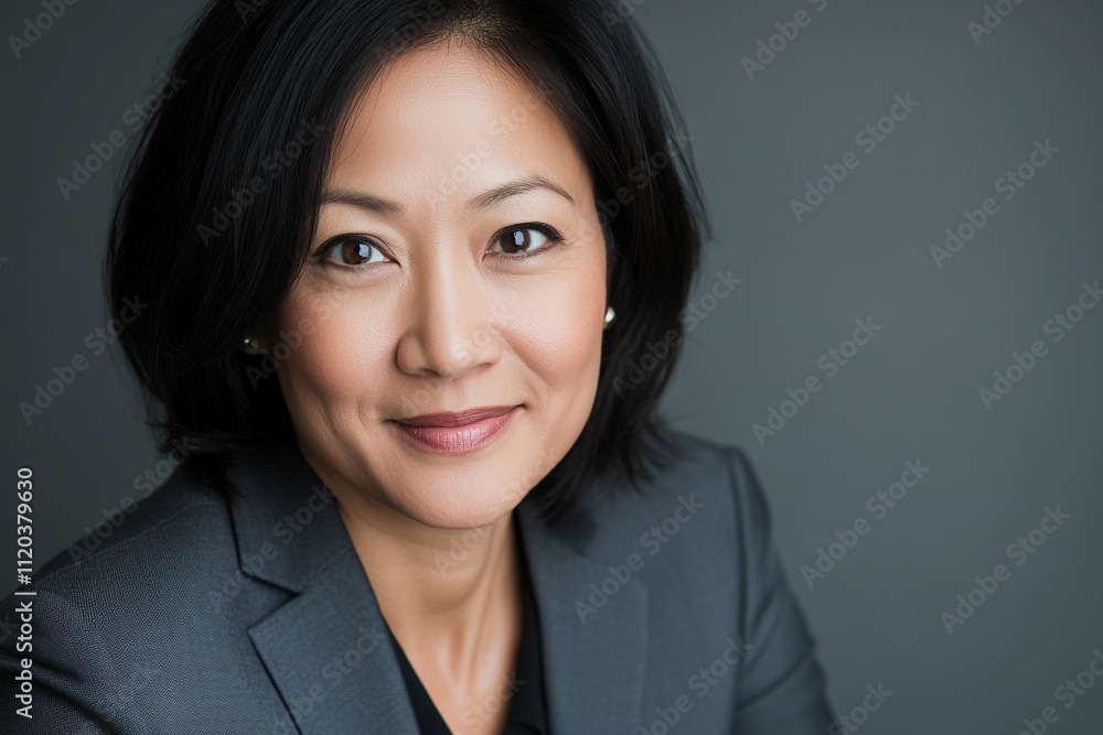 Professional woman in business suit smiling confidently Professional woman in business suit smiling confidently