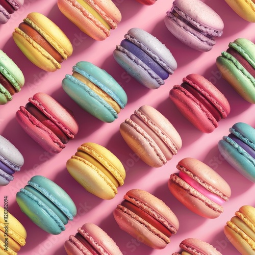 Wallpaper Mural Colorful macarons arranged in a diagonal pattern on a pink background. Torontodigital.ca