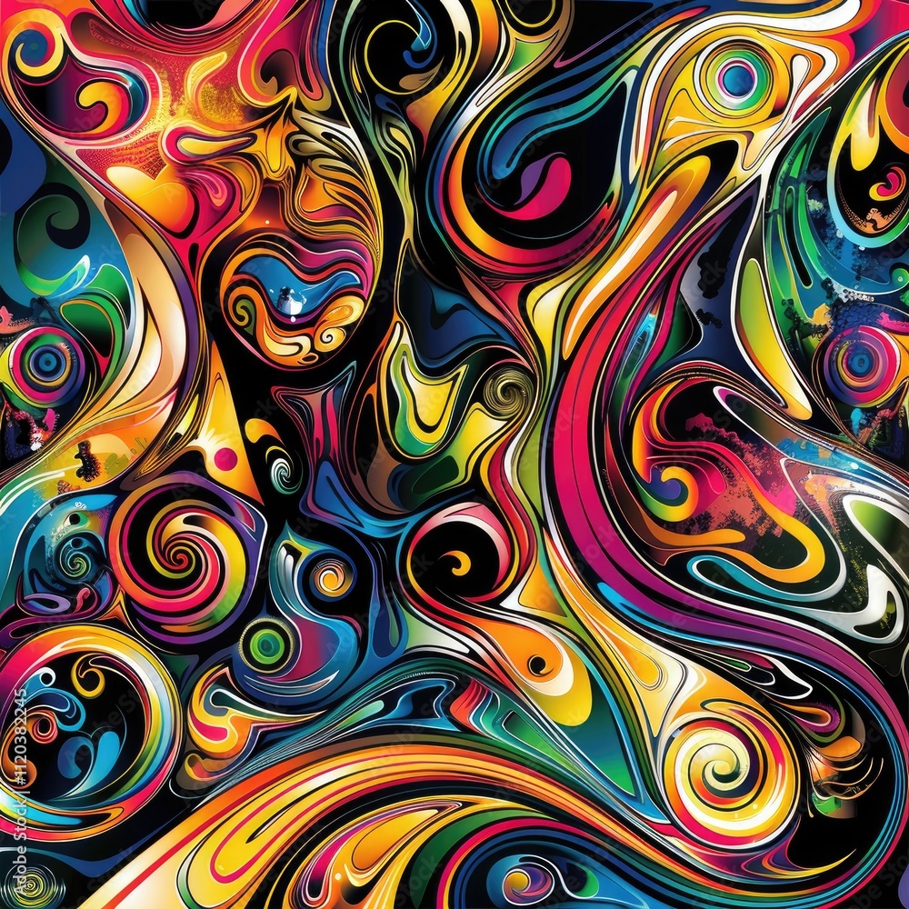 Obraz premium Abstract art with vibrant colors and swirling patterns.
