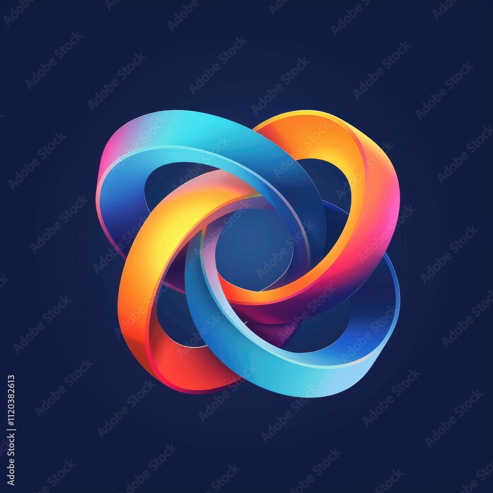 Obraz premium Interlocking blue and orange rings create a dynamic abstract design.