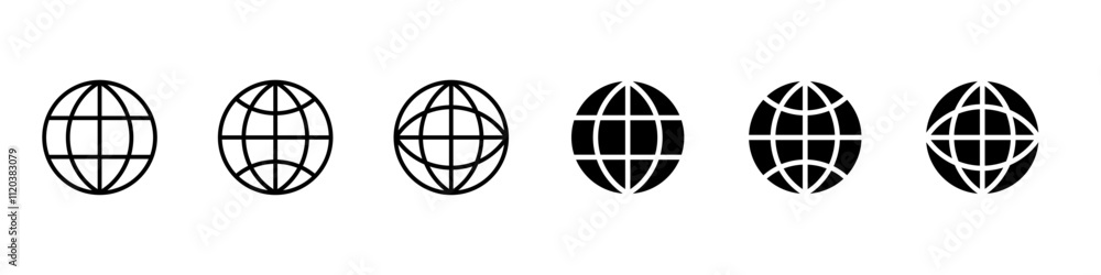 Globe icon set. Website symbols. Earth planet icons. Vector icons Globe icon set. Website symbols. Earth planet icons. Vector icons
