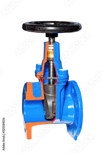 Obraz na płótnie Innovative valve design showcasing intricate mechanics and functionality for fluid control, isolated on white background. w salonie