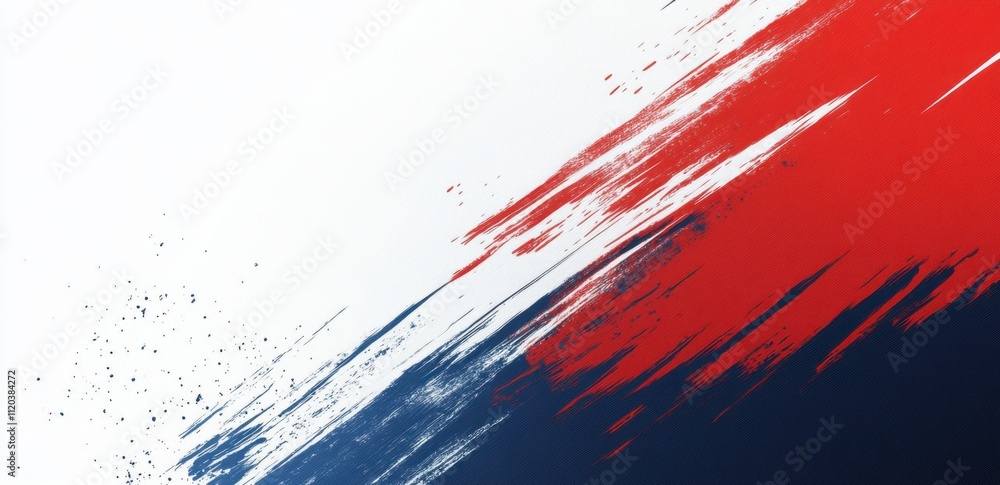 Red, white, and blue background presentation design with diagonal stripes shape in the bottom right corner Generative AI Red, white, and blue background presentation design with diagonal stripes shape in the bottom right corner Generative AI