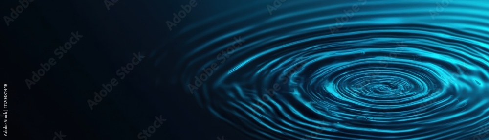 Serene Blue Water Ripples on a Dark Background, Creating a Calm and Tranquil Atmosphere for Relaxation and Meditation in Nature or Abstract Settings Serene Blue Water Ripples on a Dark Background, Creating a Calm and Tranquil Atmosphere for Relaxation and Meditation in Nature or Abstract Settings