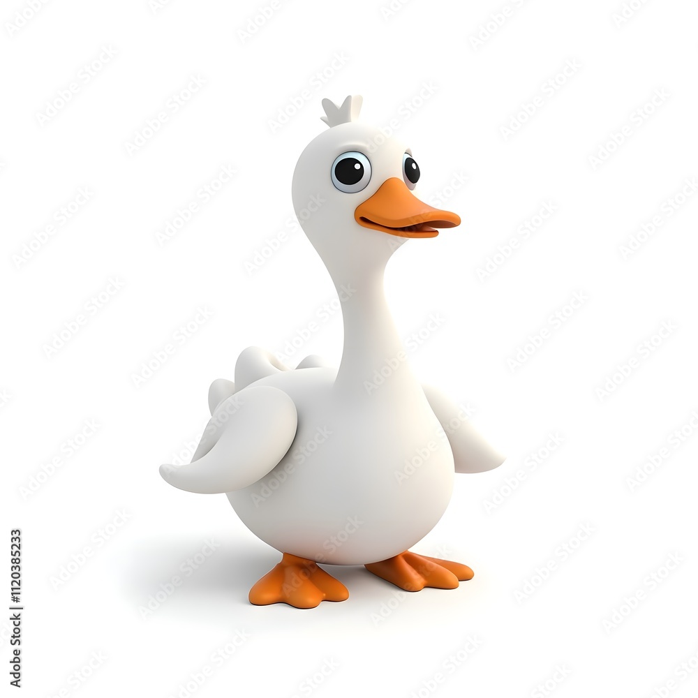 Happy White Goose with Orange Beak
Happy White Goose with Orange Beak