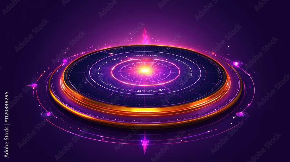 Fototapeta premium Futuristic Circular Interface: Glowing Neon Design