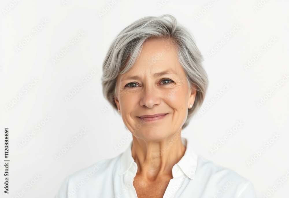 Middle-aged woman with a neutral expression Middle-aged woman with a neutral expression
