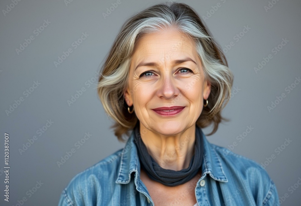 Middle-aged woman with a neutral expression Middle-aged woman with a neutral expression