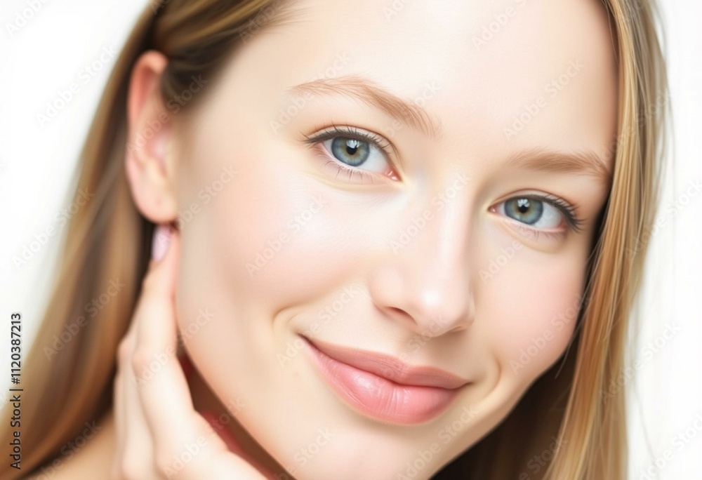 Serene female portrait with a subtle smile and direct gaze. Serene female portrait with a subtle smile and direct gaze.