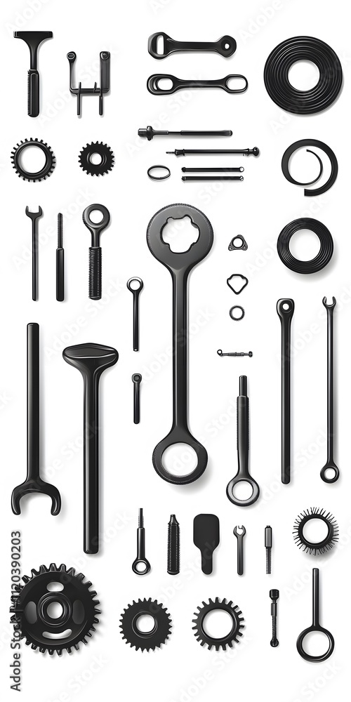 Theme: Mechanical Workshop, Tools, Icon Set, Shapes, Objects, on White Background, Abstract Image, Texture, Pattern Background, Wallpaper, Cover and Screen of Smartphone, PC, Laptop, 9:16 and 16:9 For Theme: Mechanical Workshop, Tools, Icon Set, Shapes, Objects, on White Background, Abstract Image, Texture, Pattern Background, Wallpaper, Cover and Screen of Smartphone, PC, Laptop, 9:16 and 16:9 For
