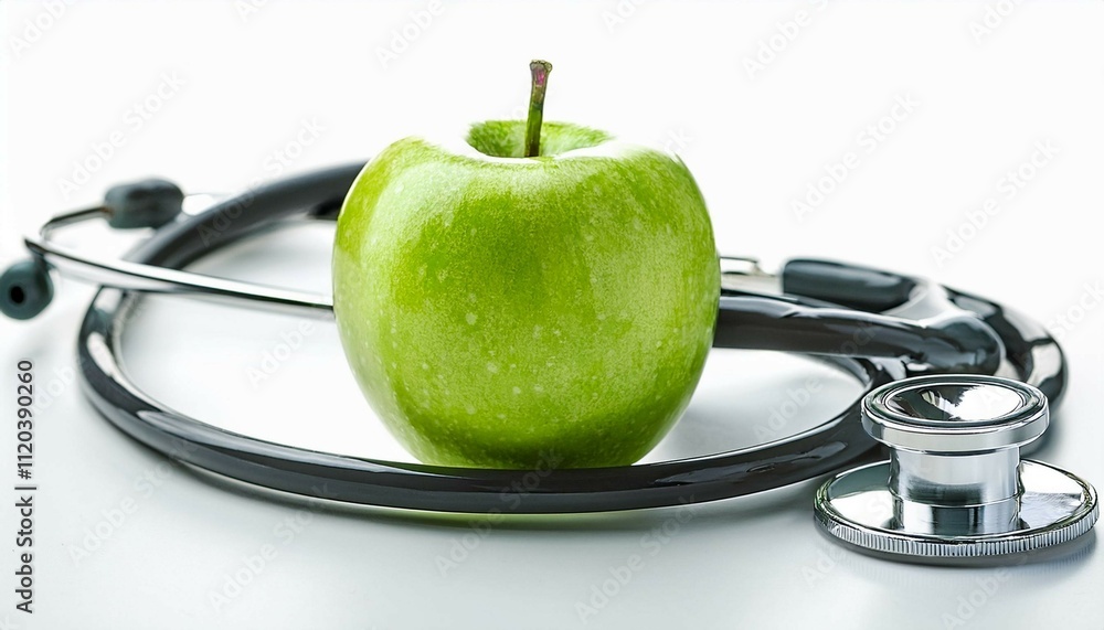 green apple and stethoscope green apple and stethoscope