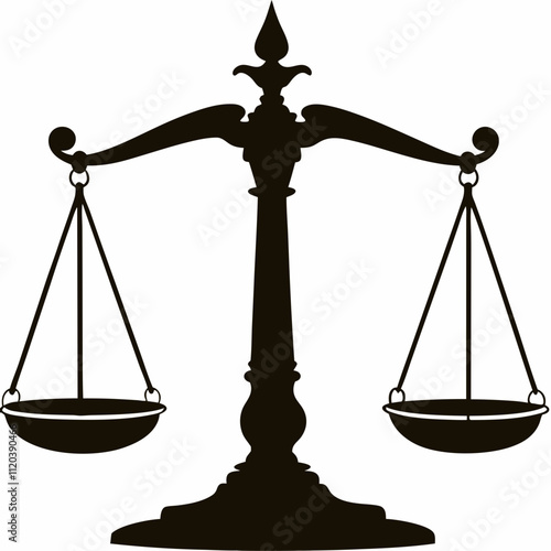 Traditional scales of justice in classic silhouette style, bold legal symbol for courtroom presentations, law firm branding or rights advocacy materials. Concept: legal UI icons, civil rights visuals,
