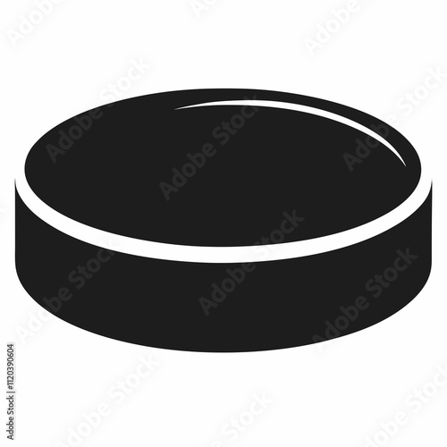 Black hockey puck isolated on white background, symbol of winter sports