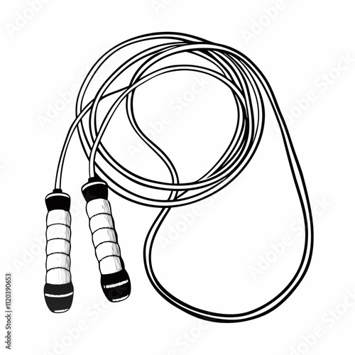 Outline illustration of a jumping rope for fitness and exercise on a white background