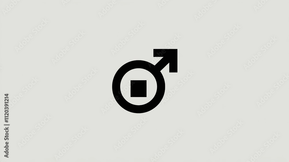 Stylized Male Gender Symbol with Square Element Stylized Male Gender Symbol with Square Element