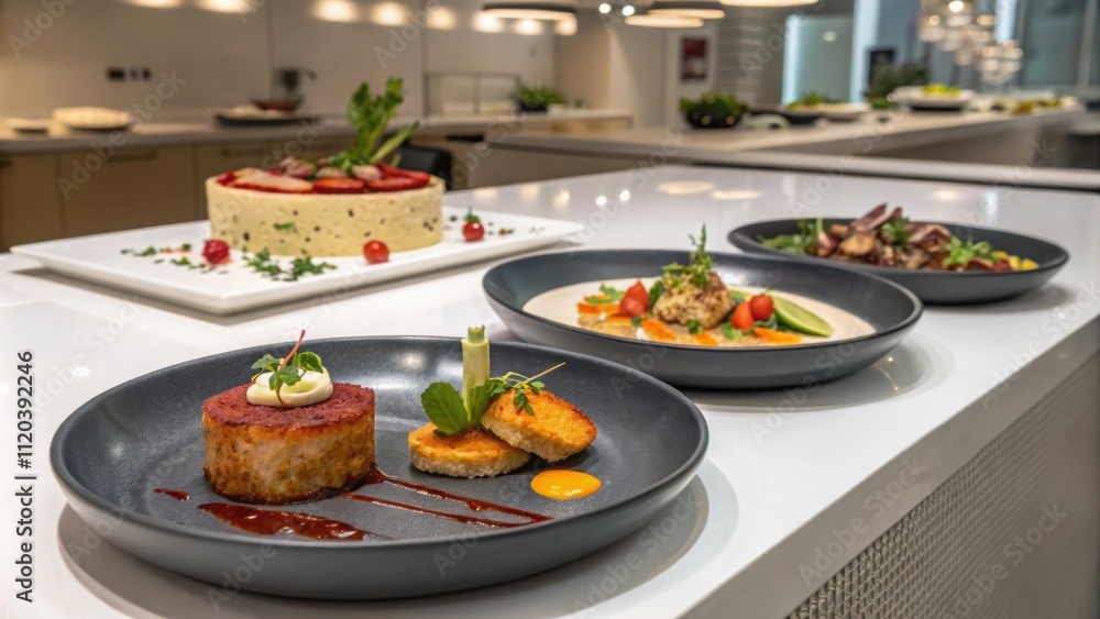 A culinary showcase features regional dishes presented through futuristic plating blending the essence of gastronomy with avantgarde aesthetics. A culinary showcase features regional dishes presented through futuristic plating blending the essence of gastronomy with avantgarde aesthetics.