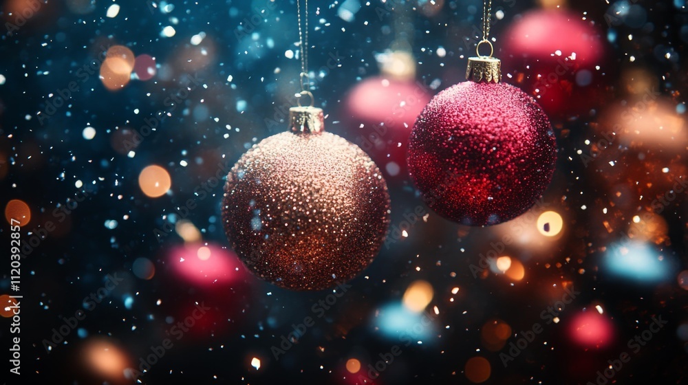 Glittering Baubles with New Year Theme. Generative AI Glittering Baubles with New Year Theme. Generative AI