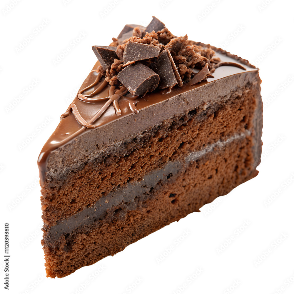 Slice of Rich Chocolate Cake isolated on transparent background cutout, Png, Cutout Slice of Rich Chocolate Cake isolated on transparent background cutout, Png, Cutout