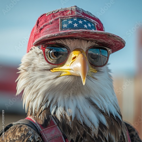 Aguila imperial de los estados unidos con gorra y gafas, símbolo de los republicanos en USA. photo