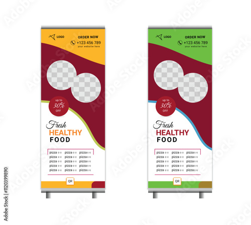 Modern Roll-up Banner Design for any Restaurant with two different colors
